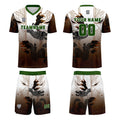 Conjunto personalizado de camiseta de uniforme marrón y verde para niños y adultos