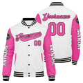 Chaquetas universitarias blancas y rosas personalizadas para hombres & mujeres y jóvenes & Chaquetas Letterman personalizadas