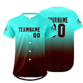Camiseta de béisbol personalizada color cian Drake Brown con degradado uniformes de equipo personalizados con nombre y número