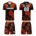 Conjunto personalizado de camiseta de uniforme negra y naranja para niños y adultos