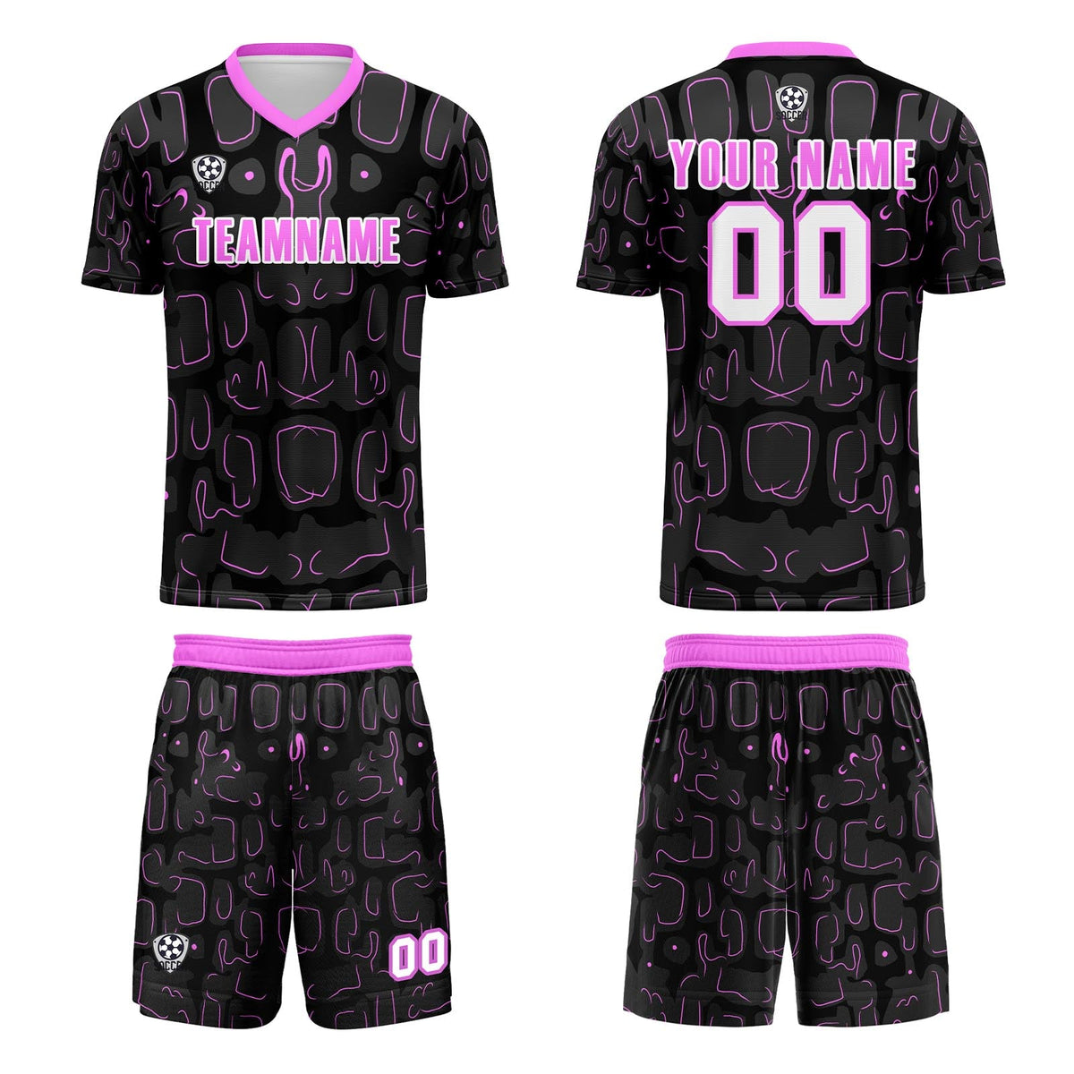 Conjunto personalizado de camiseta de fútbol negra y roja para niños y adultos