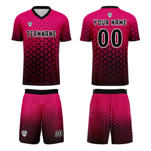 Conjunto personalizado de camiseta de uniforme rosa y negro para niños y adultos