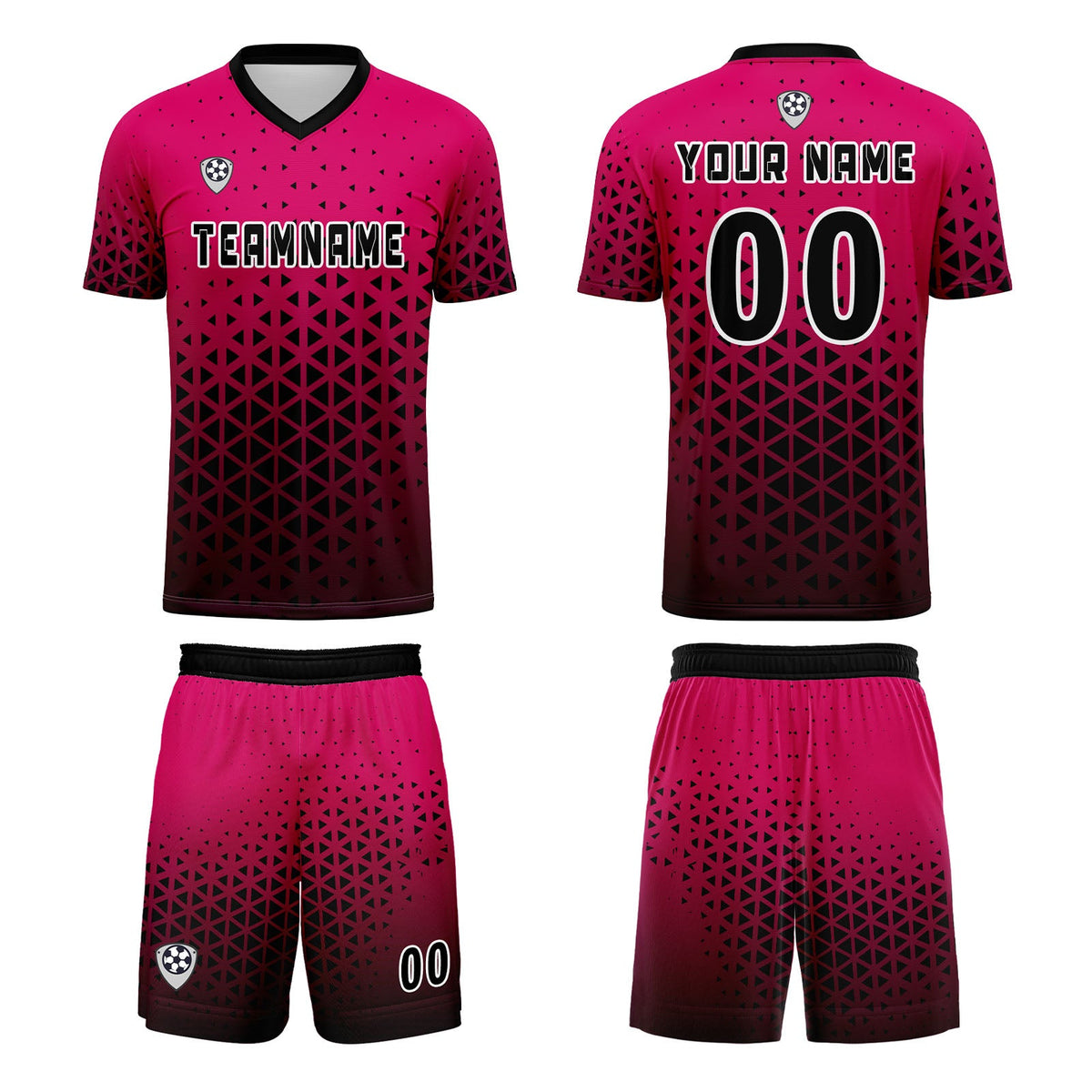 Conjunto personalizado de camiseta de uniforme rosa y negro para niños y adultos
