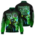 Chaquetas universitarias personalizadas en negro y verde para hombres & mujeres y jóvenes & Chaquetas Letterman personalizadas