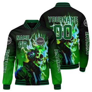 Chaquetas universitarias personalizadas en negro y verde para hombres & mujeres y jóvenes & Chaquetas Letterman personalizadas