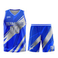 Uniforme de baloncesto personalizado azul grisáceo con tu logotipo-nombre y número impresos
