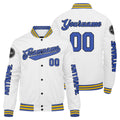 Chaquetas universitarias blancas y azules personalizadas para hombres & mujeres y jóvenes & Chaquetas Letterman personalizadas