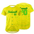 Camiseta de béisbol personalizada amarilla y verde con degradado uniformes de equipo personalizados con nombre y número