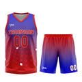 Uniforme de baloncesto personalizado azul y rojo con tu logotipo-nombre y número impresos