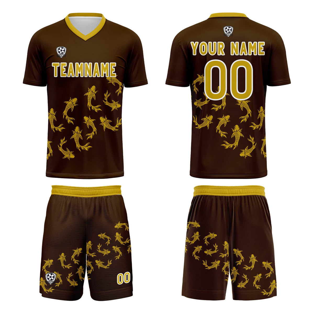 Conjunto personalizado de camiseta de fútbol marrón para niños y adultos