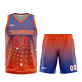 Uniforme de baloncesto personalizado azul y naranja con tu logotipo-nombre y número impresos