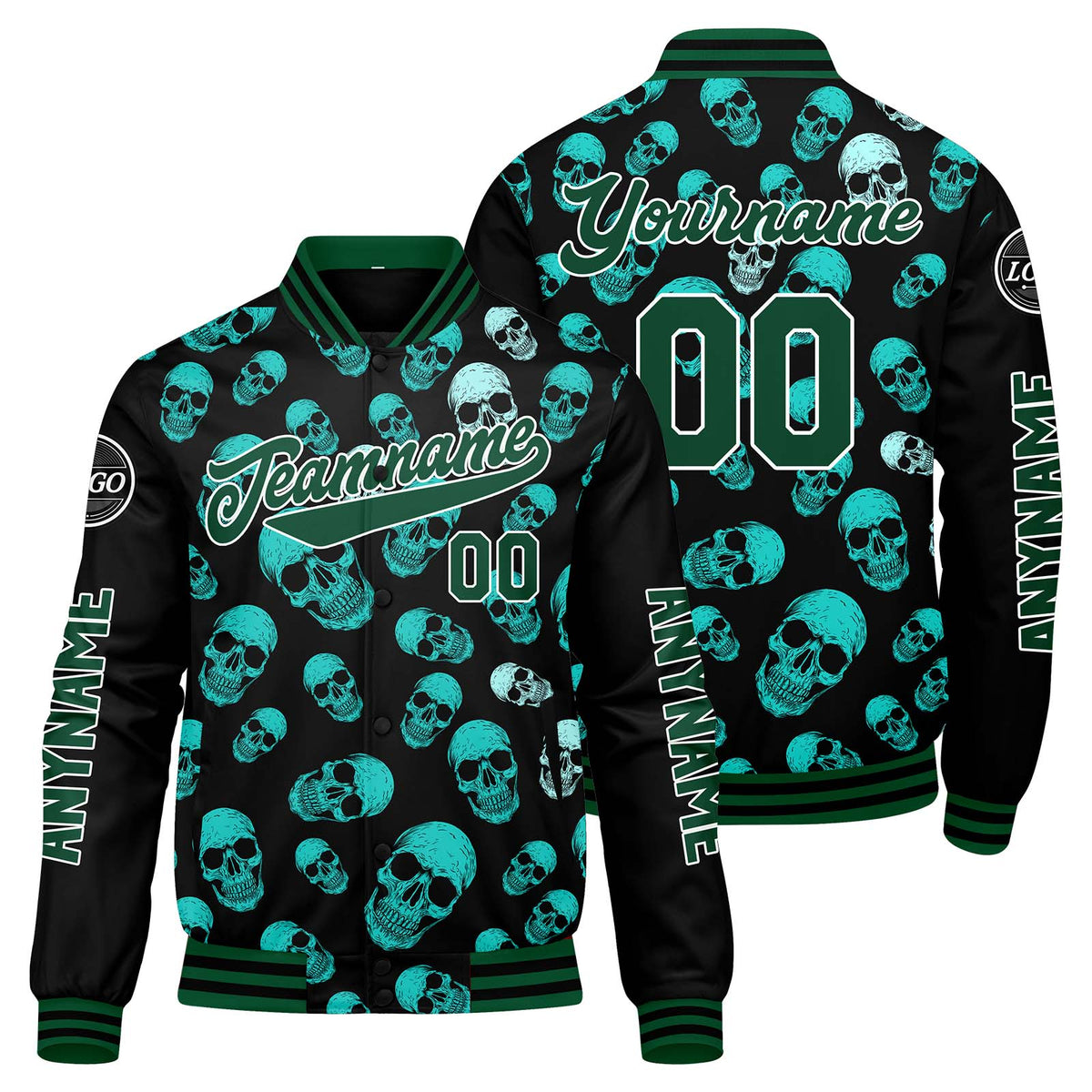 Chaquetas universitarias verdes personalizadas para hombres & mujeres y jóvenes & Chaquetas Letterman personalizadas