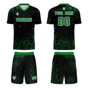 Conjunto personalizado de camiseta y jersey verde para niños y adultos