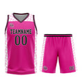 Uniforme de baloncesto rosa y negro personalizado con tu logotipo-nombre y número impresos