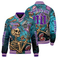 Chaquetas universitarias personalizadas en azul y morado para hombres & mujeres y jóvenes & Chaquetas estilo Letterman personalizadas