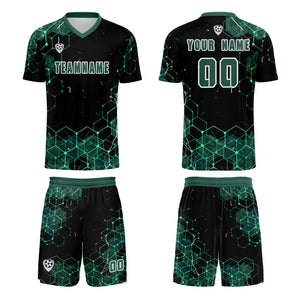 Conjunto personalizado de camiseta de uniforme verde oscuro para niños y adultos