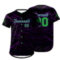 Camiseta de béisbol personalizada negra y morada con degradado uniformes de equipo personalizados con nombre y número