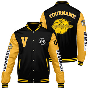 Chaquetas universitarias personalizadas negras y amarillas para hombres & mujeres y jóvenes & Chaquetas Letterman personalizadas