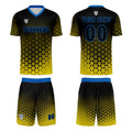 Conjunto personalizado de camiseta y uniforme amarillo y azul para niños y adultos