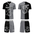 Conjunto personalizado de camiseta de uniforme negra y gris para niños y adultos