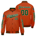 Chaquetas universitarias personalizadas de color verde oscuro y naranja para hombres & mujeres y jóvenes & Chaquetas Letterman personalizadas