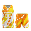 Uniforme de baloncesto personalizado de color naranja y amarillo con tu logotipo-nombre y número impresos