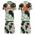 Conjunto personalizado de camiseta de uniforme verde oscuro y rojo para niños y adultos