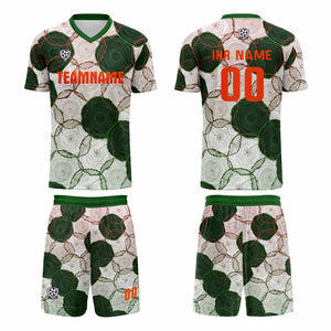 Conjunto personalizado de camiseta de uniforme verde oscuro y rojo para niños y adultos