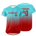 Camiseta de béisbol personalizada azul y roja con degradado uniformes de equipo con nombre y número