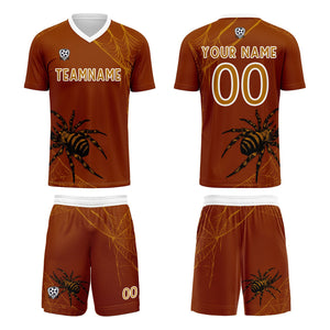 Conjunto personalizado de camiseta de fútbol naranja para niños y adultos