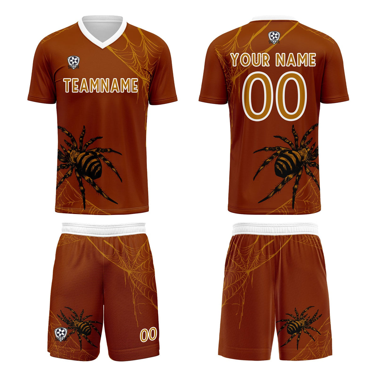Conjunto personalizado de camiseta de fútbol naranja para niños y adultos