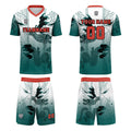 Conjunto personalizado de camiseta de uniforme blanca y verde claro para niños y adultos