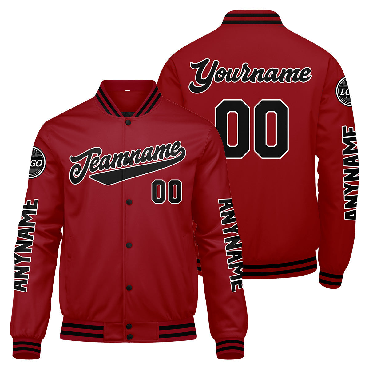 Chaquetas universitarias rojas y negras personalizadas para hombres & mujeres y jóvenes & Chaquetas Letterman personalizadas