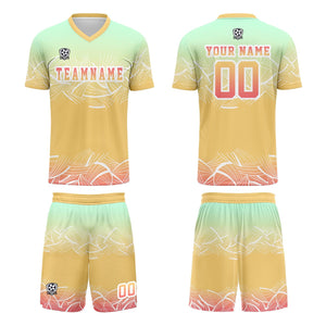 Camiseta de uniforme de fútbol personalizada amarilla y verde menta para niños y adultos Conjunto personalizado de camiseta