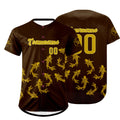 Camiseta de béisbol personalizada marrón y amarilla con degradado uniformes de equipo con nombre y número