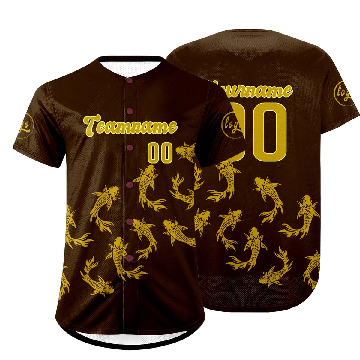 Camiseta de béisbol personalizada marrón y amarilla con degradado uniformes de equipo con nombre y número