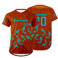 Camiseta de béisbol personalizada naranja y cian con degradado uniformes de equipo personalizados con nombre y número