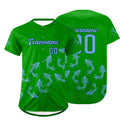Camiseta de béisbol personalizada verde y azul con degradado uniformes de equipo con nombre y número