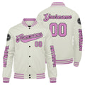 Chaquetas universitarias personalizadas color crema y rosa para hombres & mujeres y jóvenes & Chaquetas Letterman personalizadas