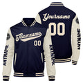 Chaquetas universitarias personalizadas azul marino y crema para hombres & mujeres y jóvenes & Chaquetas tipo Letterman personalizadas