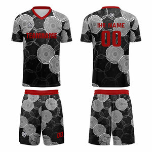 Conjunto personalizado de camiseta de uniforme rojo ceniza para niños y adultos