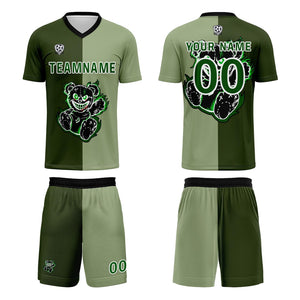 Conjunto personalizado de camiseta de fútbol verde para niños y adultos
