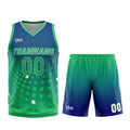 Uniforme de baloncesto personalizado de color verde marino con tu logotipo-nombre y número impresos