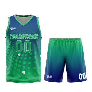 Uniforme de baloncesto personalizado de color verde marino con tu logotipo-nombre y número impresos