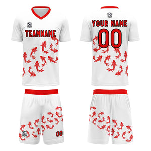 Conjunto personalizado de camiseta de fútbol blanca para niños y adultos