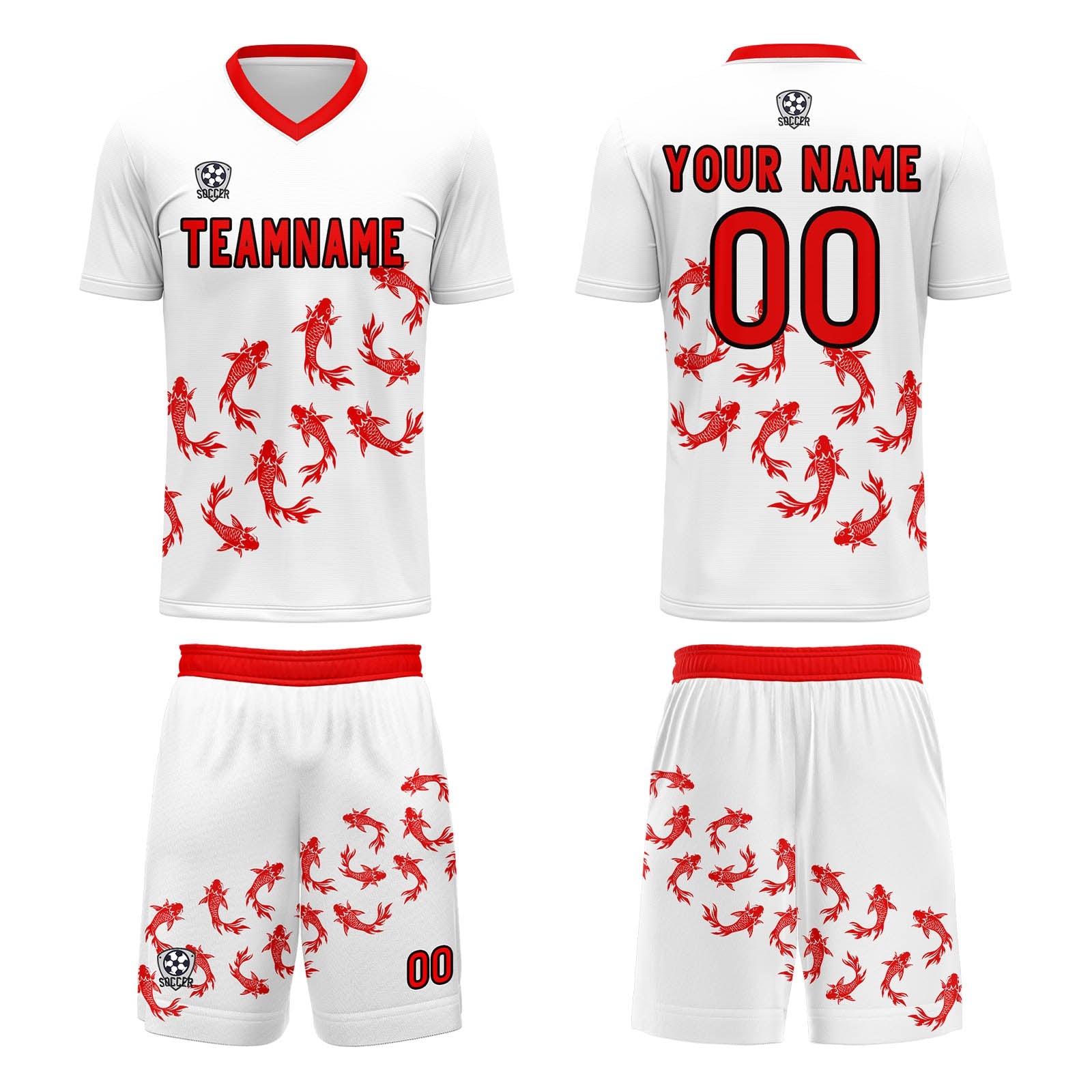 Conjunto personalizado de camiseta de fútbol blanca para niños y adultos