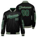 Chaquetas universitarias personalizadas en verde oscuro & negro y crema para hombres & mujeres y jóvenes & Chaquetas Letterman personalizadas
