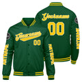 Chaquetas universitarias personalizadas verdes y amarillas para hombres & mujeres y jóvenes & Chaquetas tipo Letterman personalizadas
