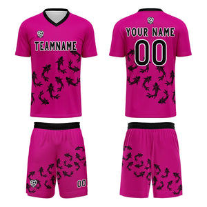 Conjunto personalizado de camiseta de fútbol color rosa púrpura para niños y adultos