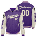Chaquetas universitarias personalizadas color crema púrpura para hombres & mujeres y jóvenes & Chaquetas Letterman personalizadas